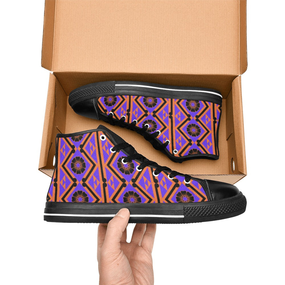 Festive Women's High Top Canvas Shoes-4 Sides (Model 017)