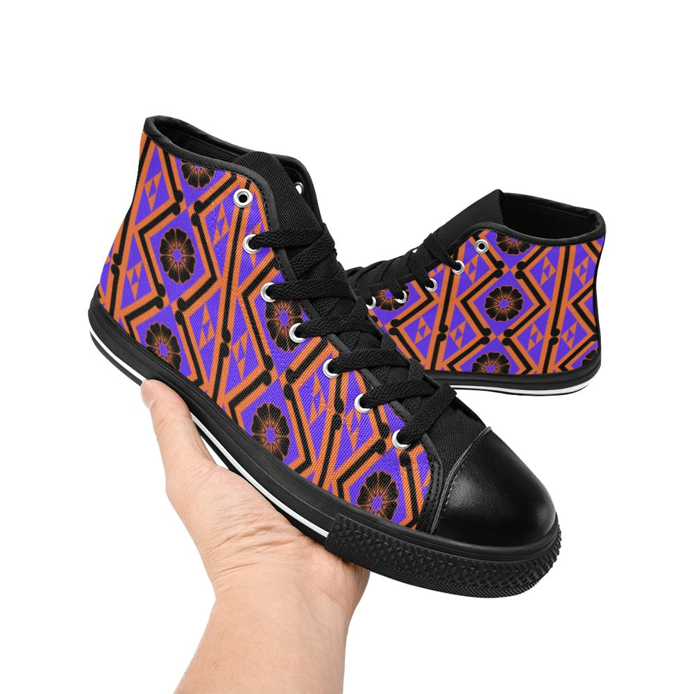 Festive Women's High Top Canvas Shoes-4 Sides (Model 017)