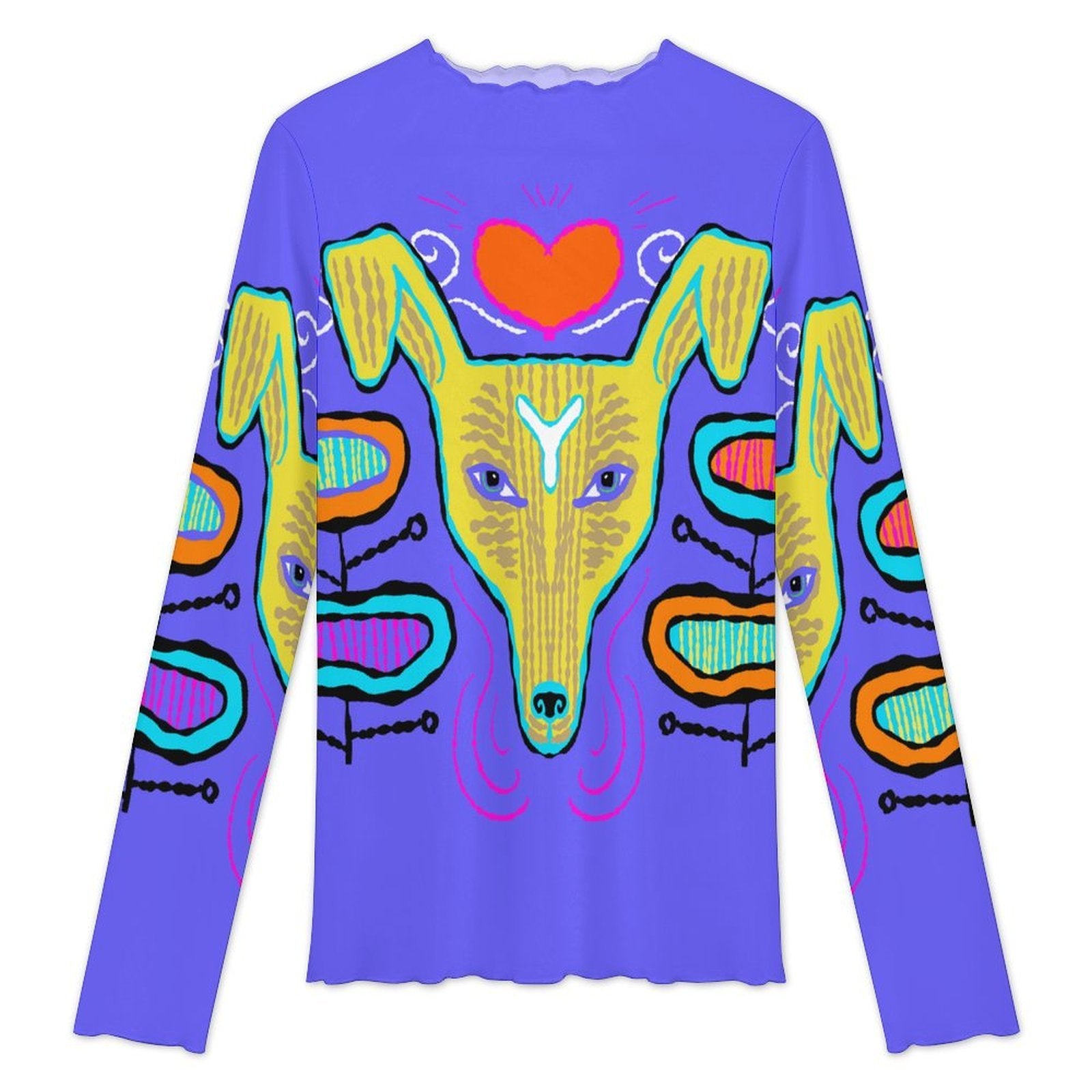 Yallow Dog High Neck Long Sleeved Mesh Top