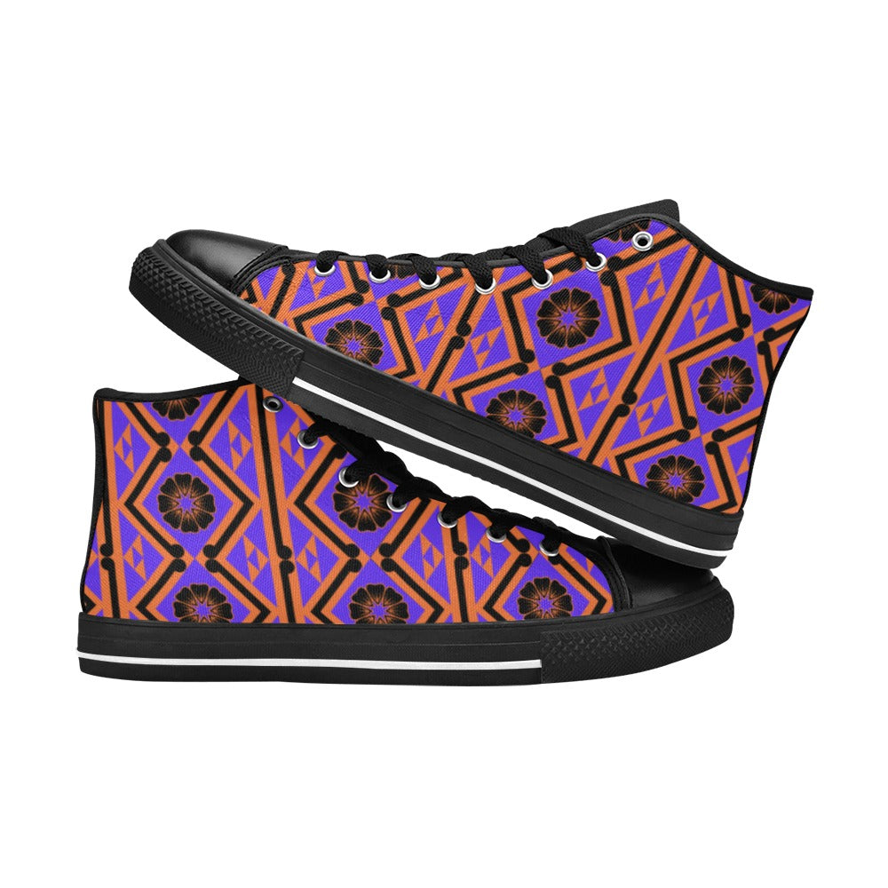 Festive Women's High Top Canvas Shoes-4 Sides (Model 017)
