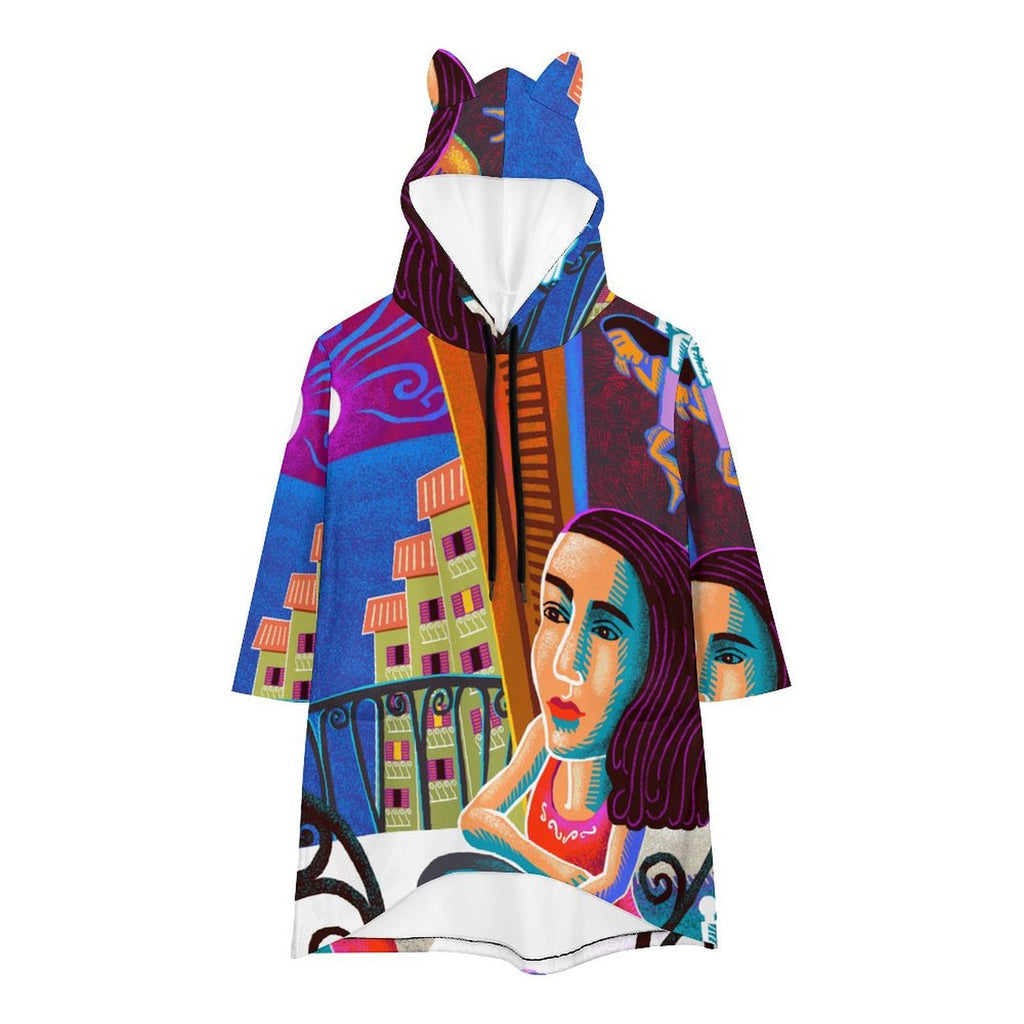 Lady and Moon Women's 3/4-Sleeve Hoodie