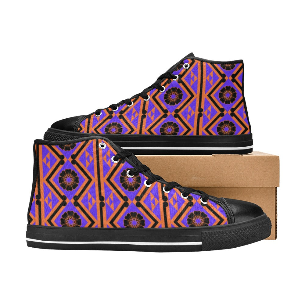 Festive Women's High Top Canvas Shoes-4 Sides (Model 017)