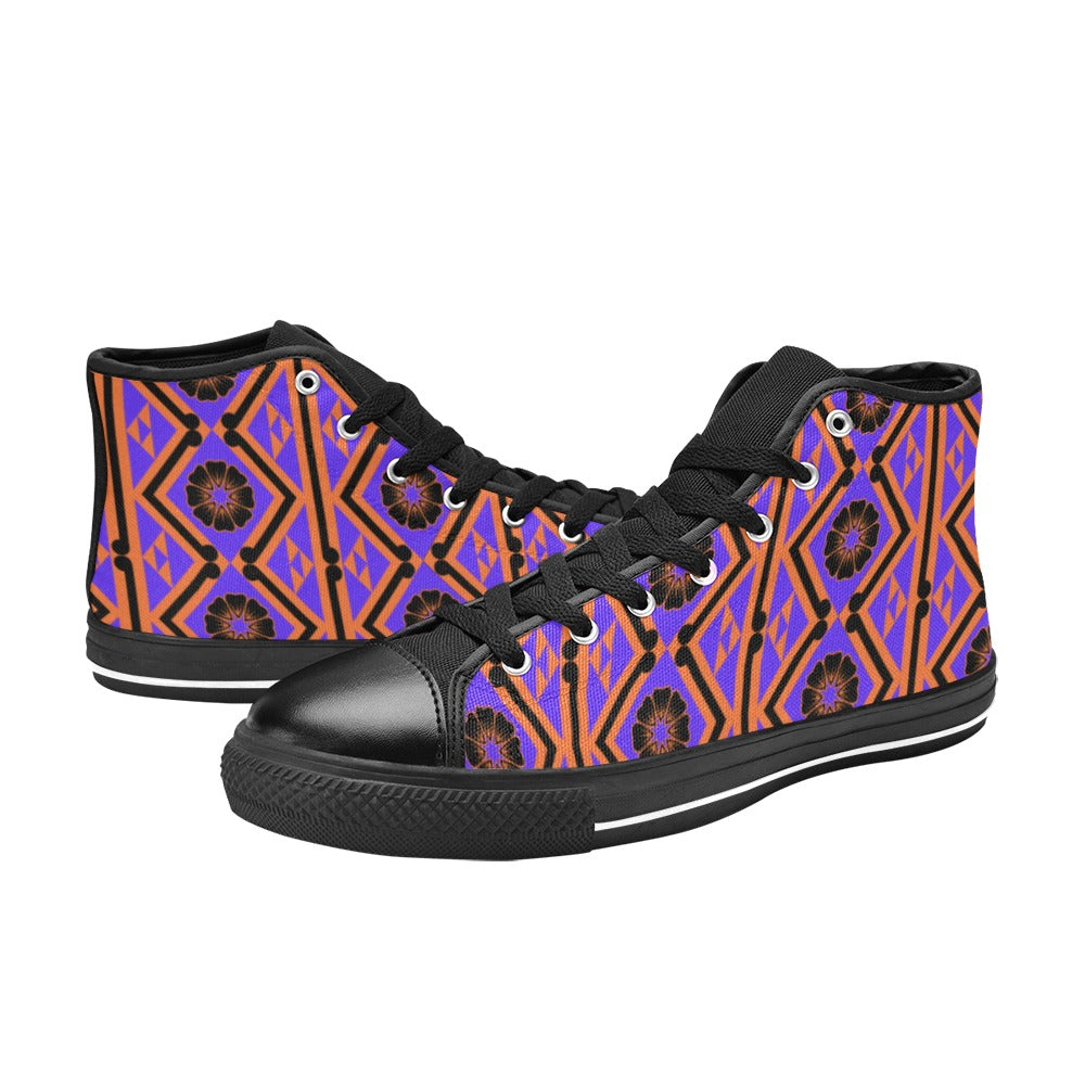 Festive Women's High Top Canvas Shoes-4 Sides (Model 017)