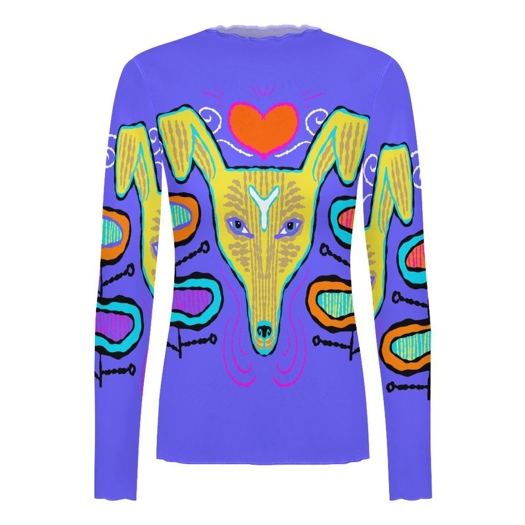 Yallow Dog High Neck Long Sleeved Mesh Top