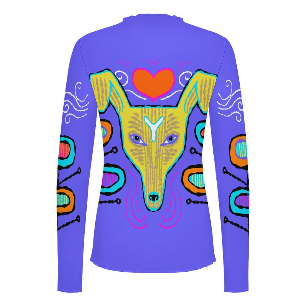 Yallow Dog High Neck Long Sleeved Mesh Top