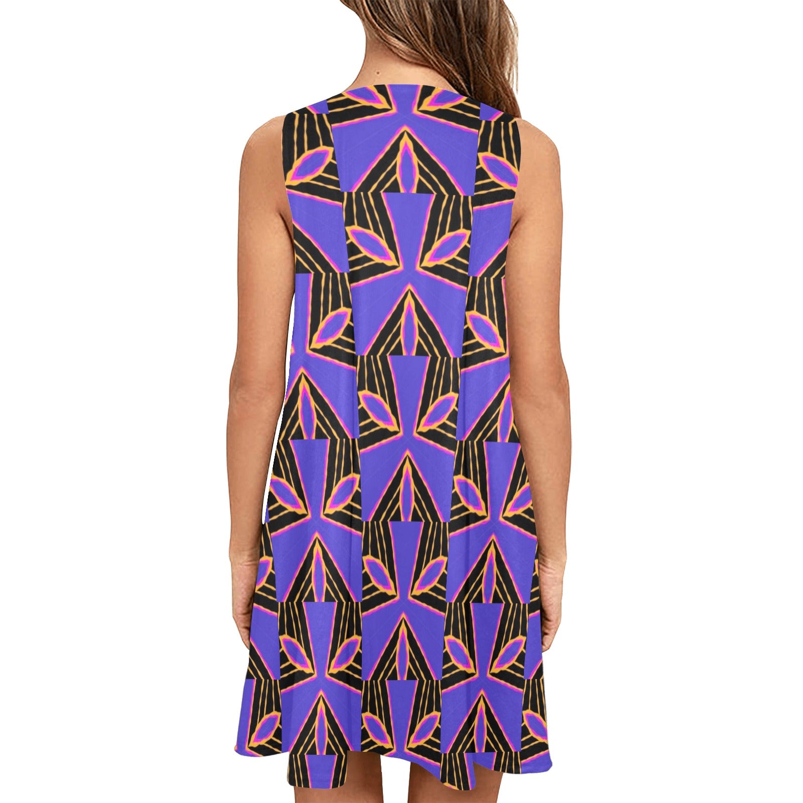 kaleido Sleeveless A-Line Pocket Dress (Model D57)