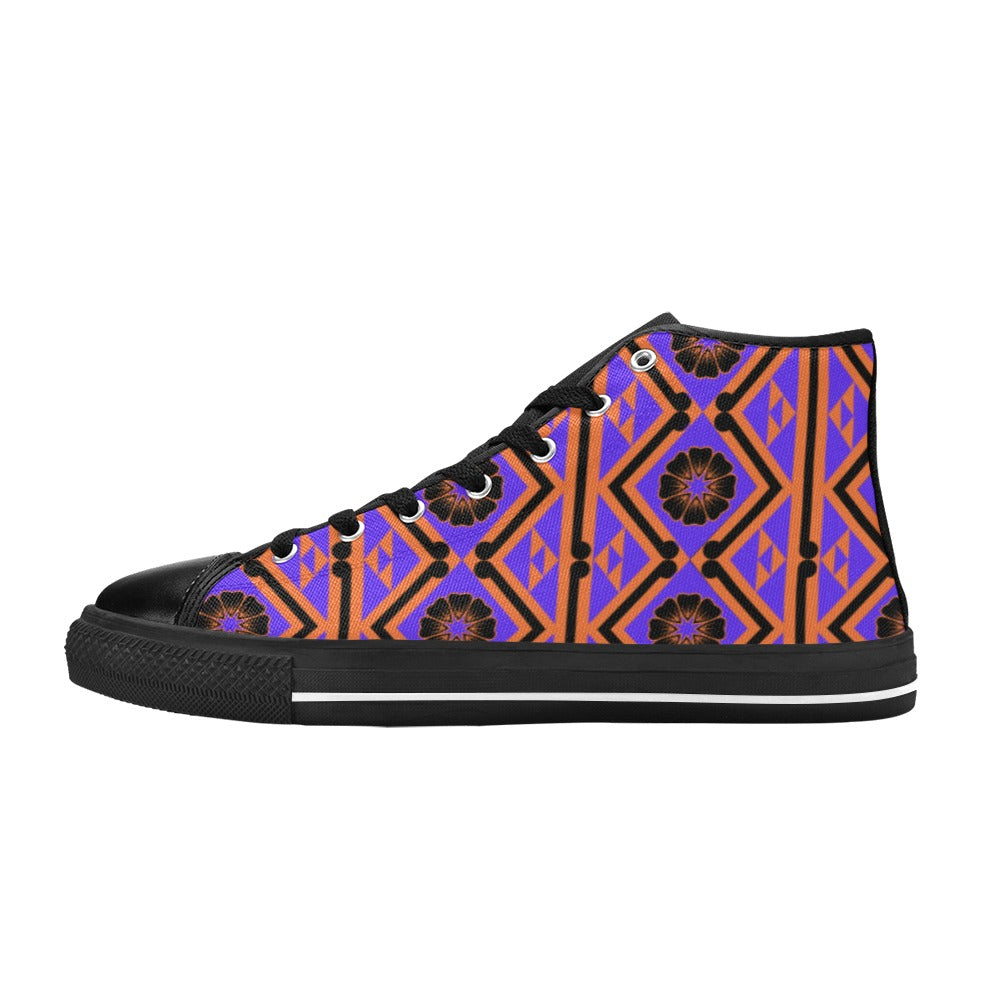 Festive Women's High Top Canvas Shoes-4 Sides (Model 017)