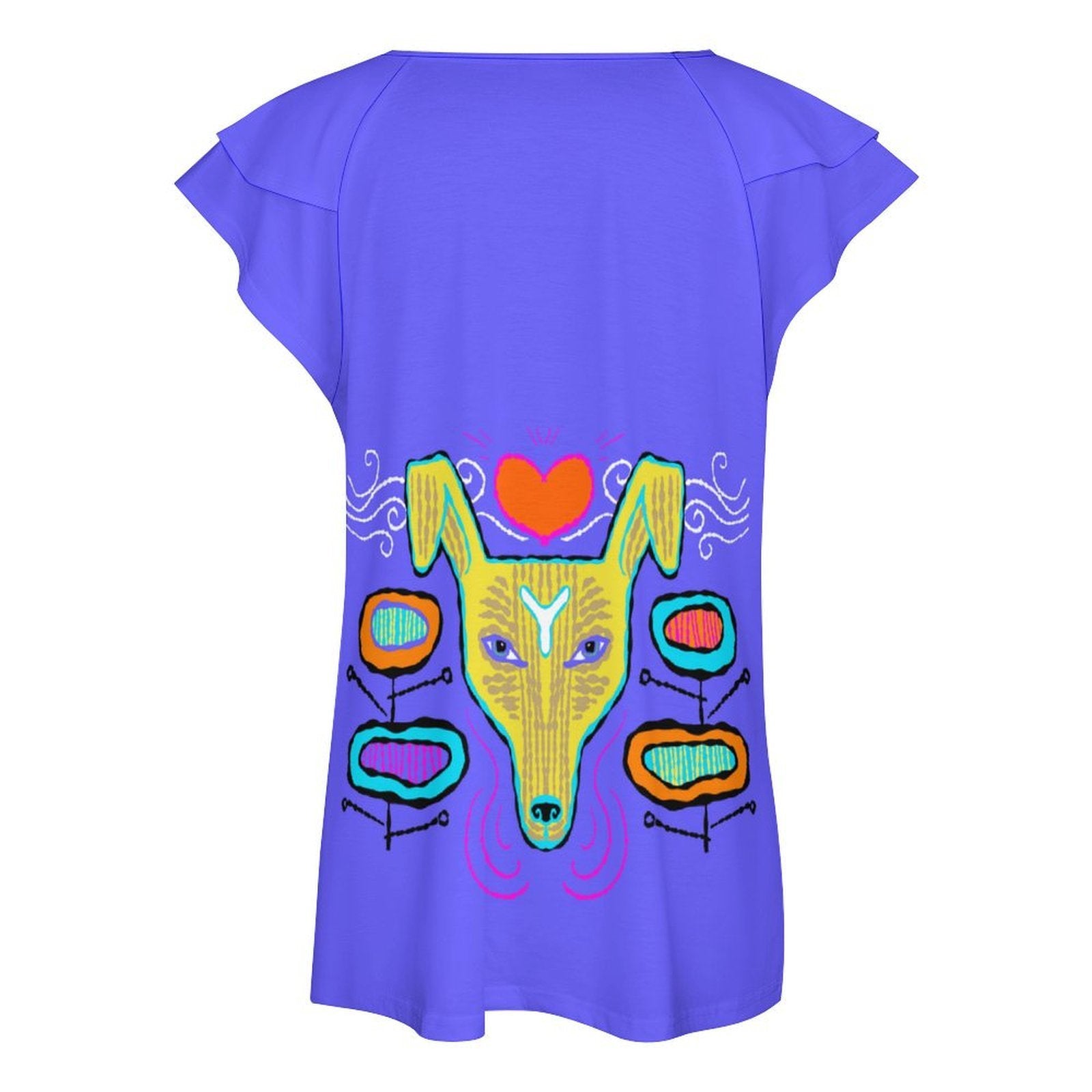 Yallow Dog Women's Ruffle Sleeve V-Neck T-Shirt