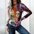 Women's High Neck Mesh Top – Lady and Moon Celestial Print