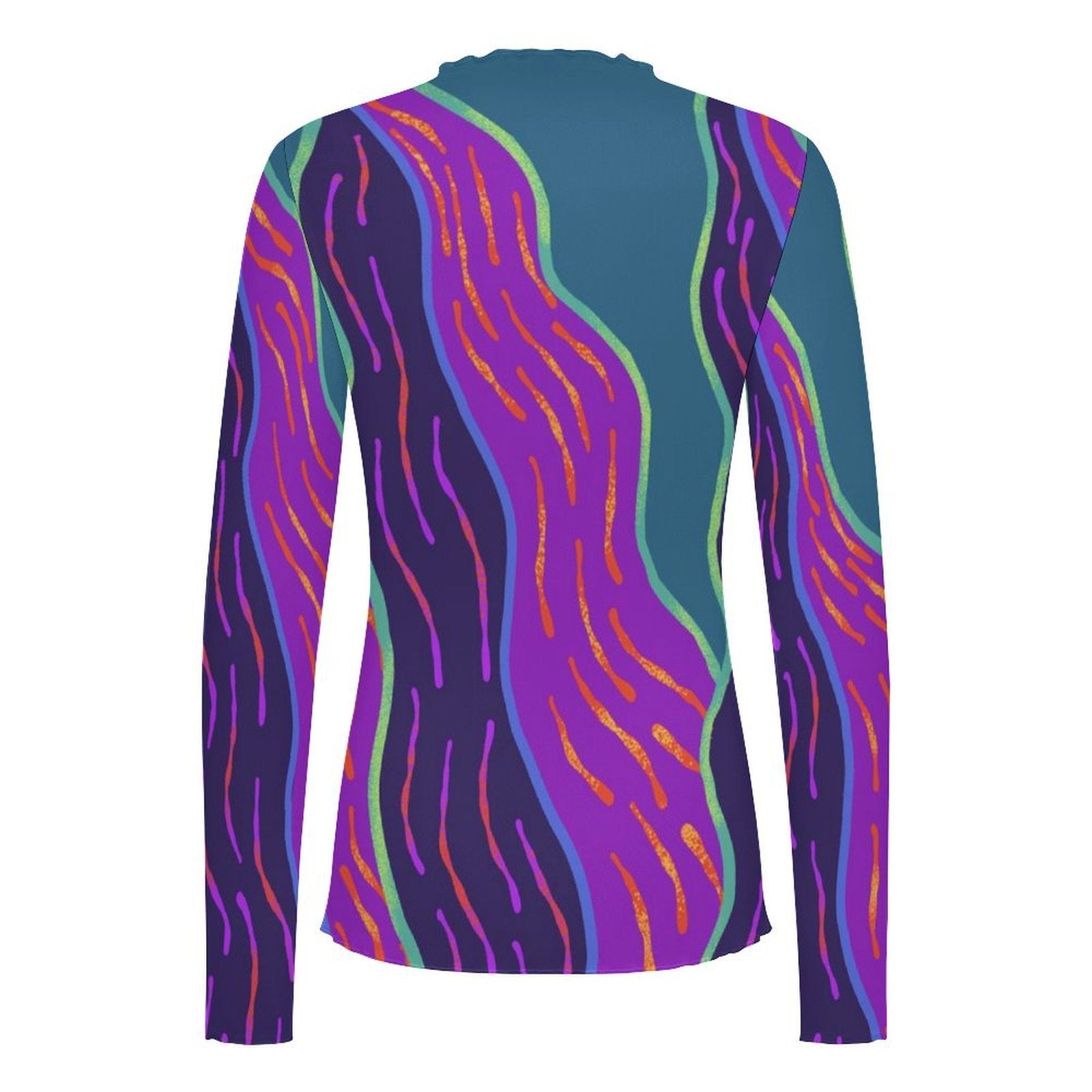 Botanical High Neck Long Sleeved Mesh Top