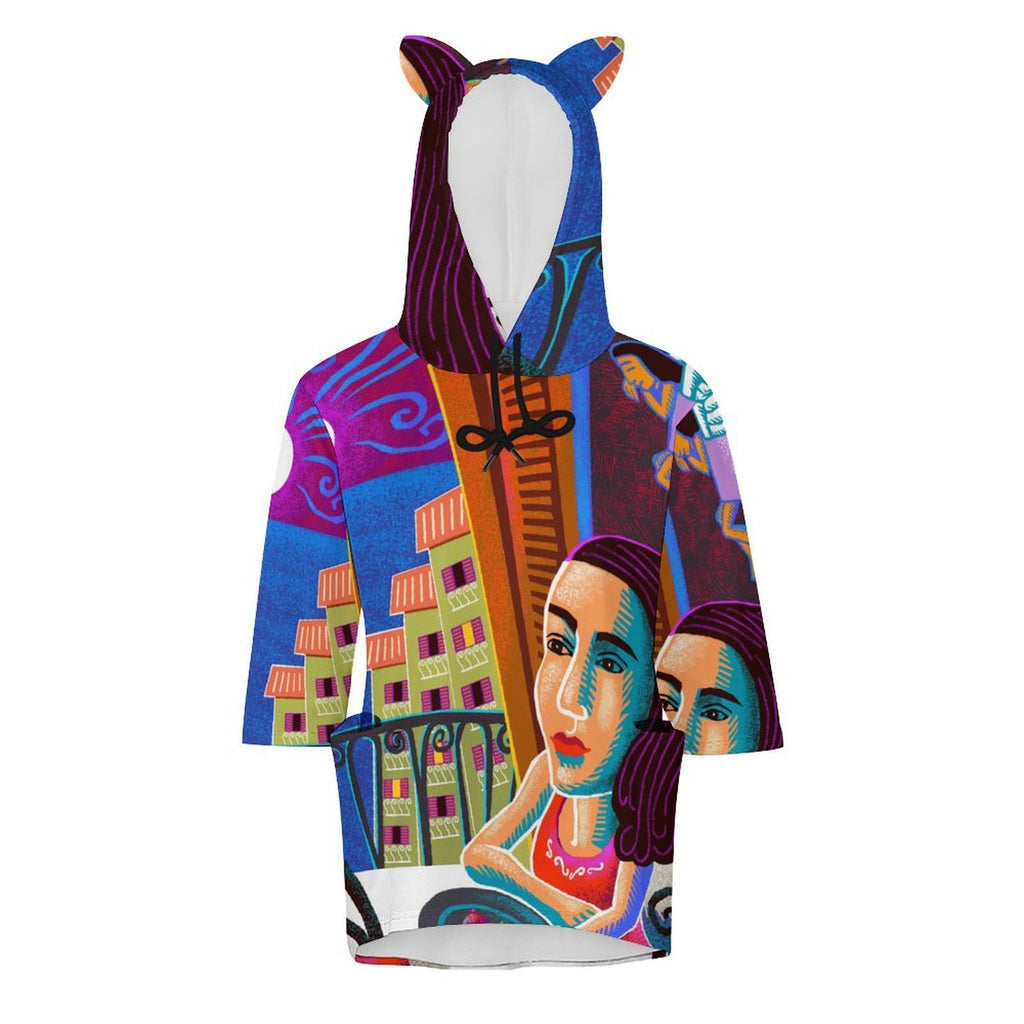 Lady and Moon Women's 3/4-Sleeve Hoodie