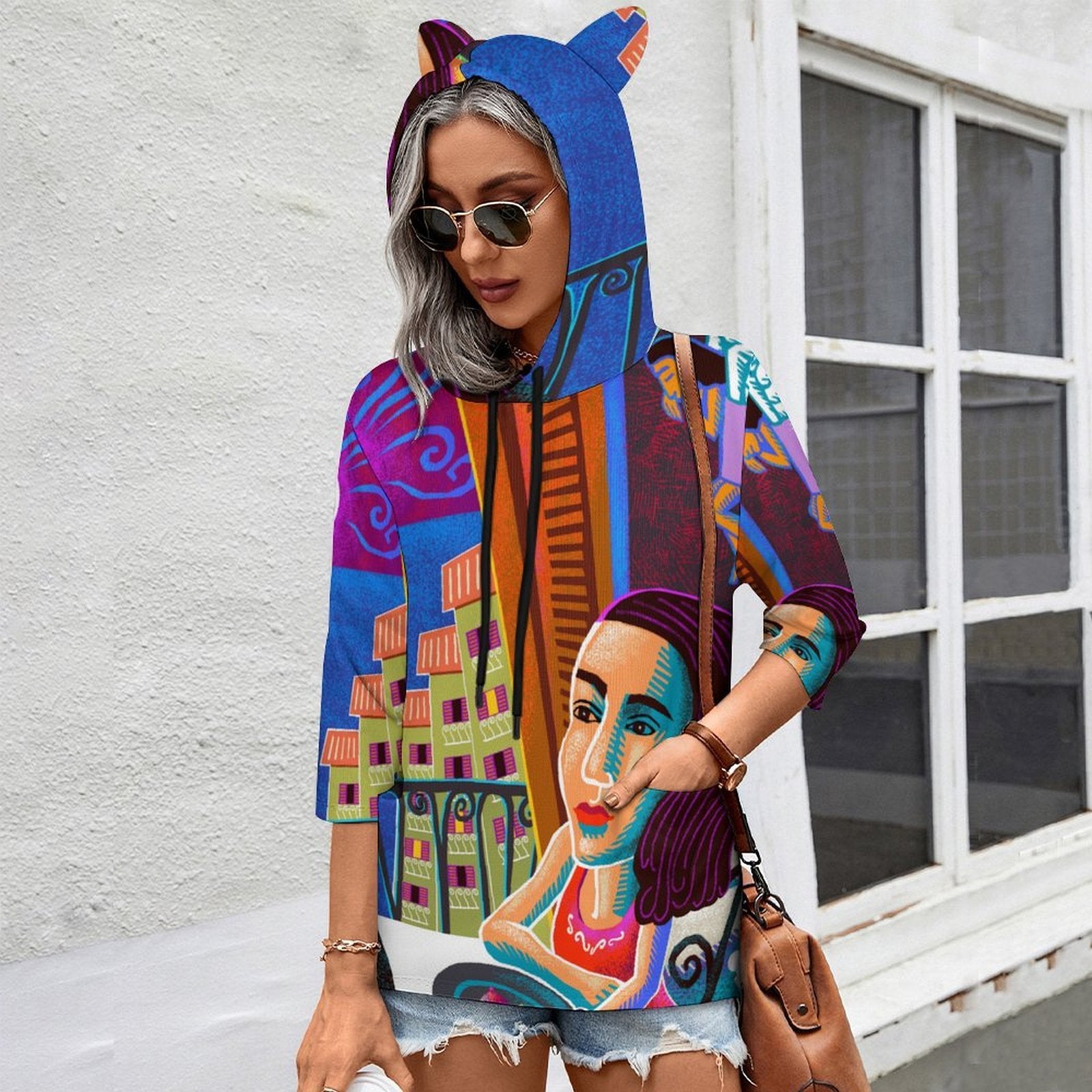 Lady and Moon Women's 3/4-Sleeve Hoodie
