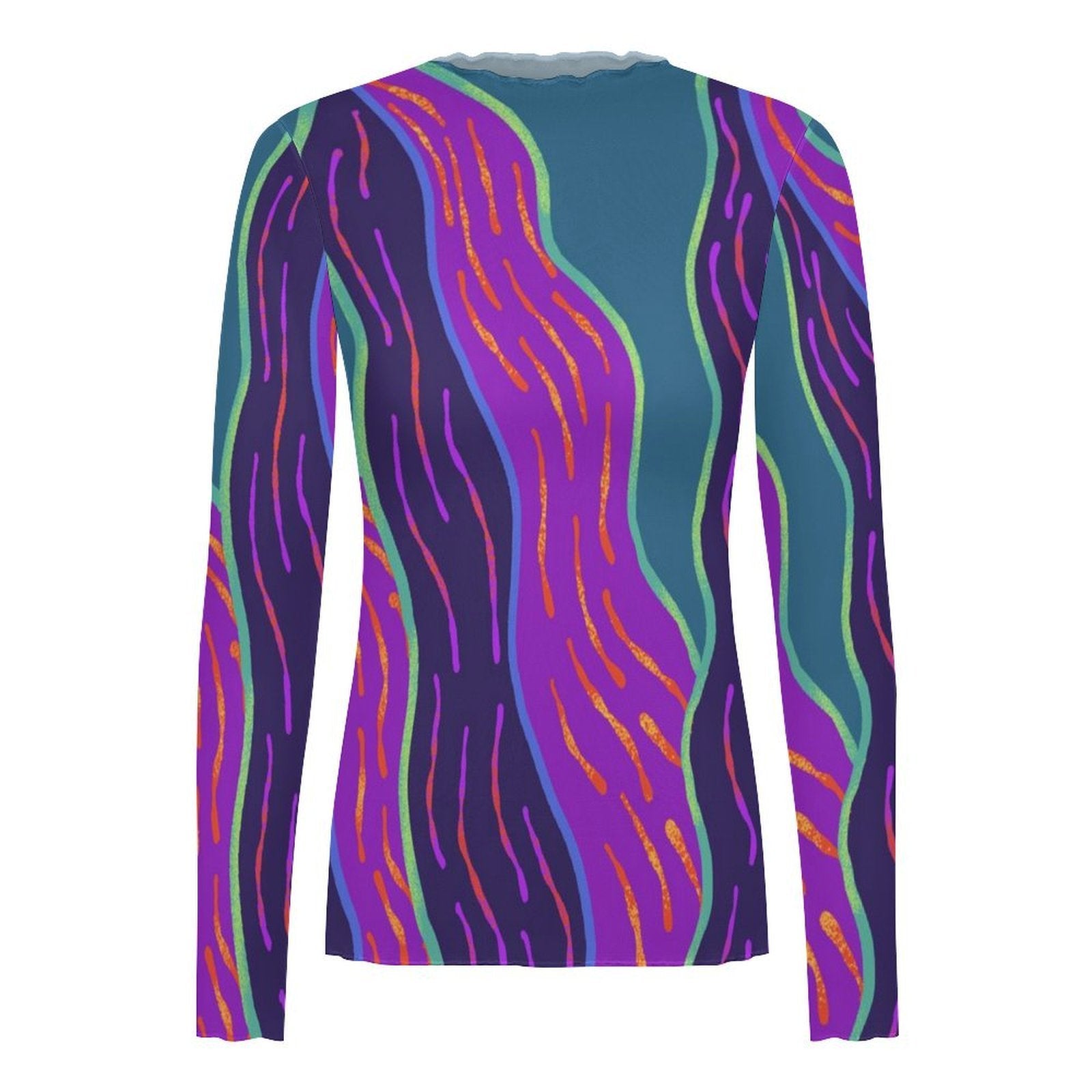 Botanical High Neck Long Sleeved Mesh Top